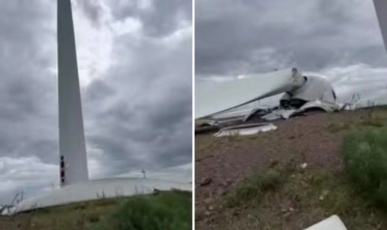 Vendaval derruba turbina de parque eólico no Rio Grande do Sul