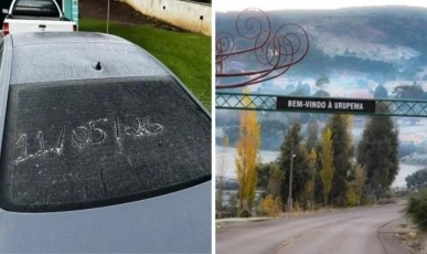 Santa Catarina registra temperaturas negativas e geada com chegada de massa de ar polar