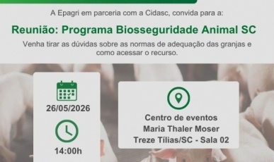 Treze Tílias promove reunião sobre Programa de Biosseguridade Animal para produtores de suínos
