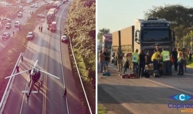 PRF fica gravemente ferido após ser atropelado por motociclista sem habilitação durante fiscalização na BR-282