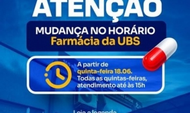 Farmácia da Unidade Básica de Saúde de Salto Veloso terá alteração no horário de atendimento às quintas-feiras