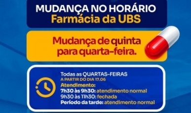 Salto Veloso altera horário da Farmácia da UBS nas quartas para reforçar organização do serviço