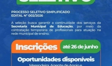 Prefeitura de Água Doce abre processo seletivo para contratação temporária na educação