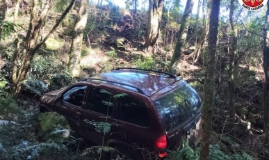 Jovem fica ferido após carro sair da pista e despencar em ribanceira na SC-355
