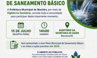 Macieira convoca audiência pública para apresentar Plano Municipal de Saneamento Básico