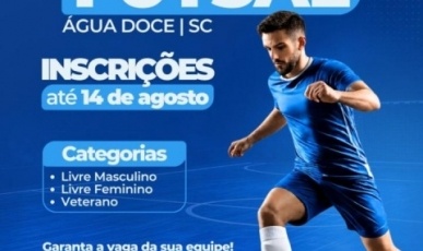 Abertas as inscrições para o Campeonato Aberto de Futsal de Água Doce